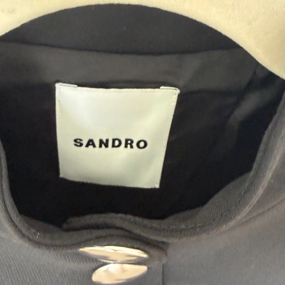 BNWT Sandro Black Military-Style Button Jacket with Silver Accents size 36 - Picture 4 of 7